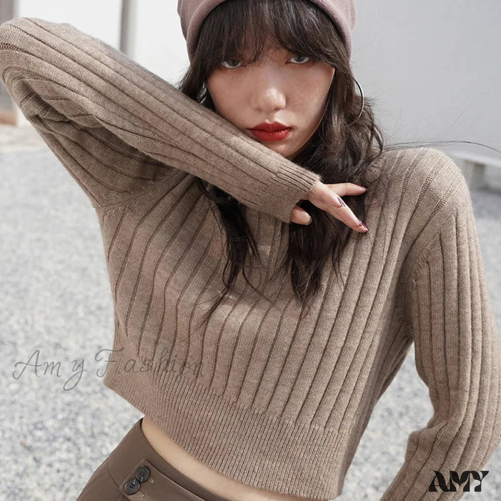 O-Neck Knitted Autumn Winter Solid Colour Casual Basic Elegant Sweater