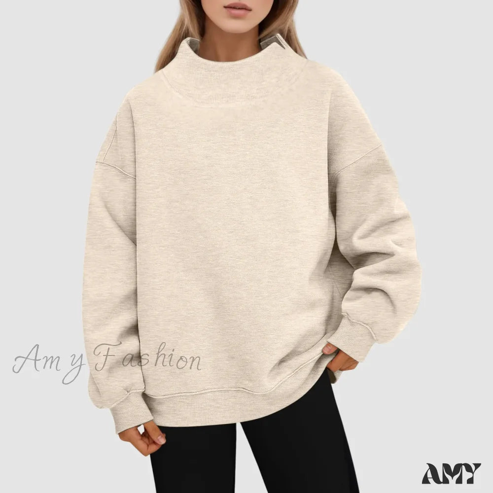 Oversized Casual Cozy Comfortable Stylish Trendy Classic Chic Hoodies Beige / S