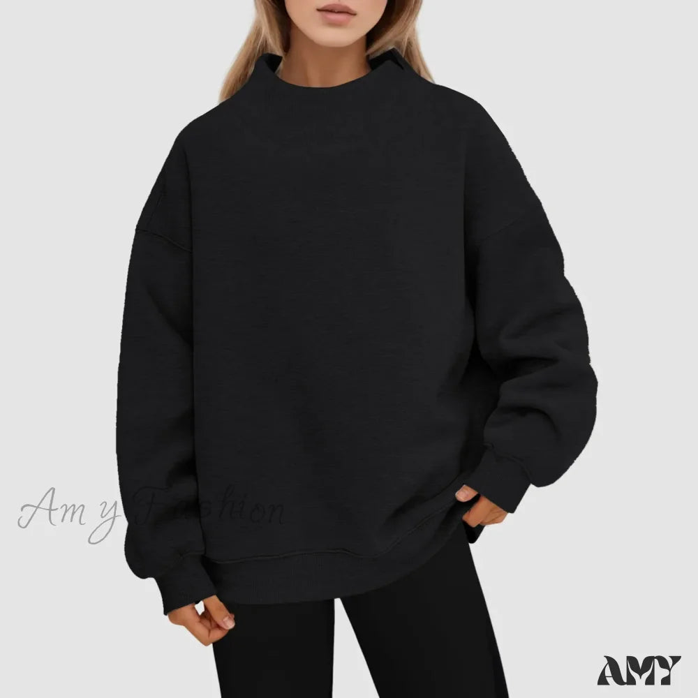 Oversized Casual Cozy Comfortable Stylish Trendy Classic Chic Hoodies Black / S