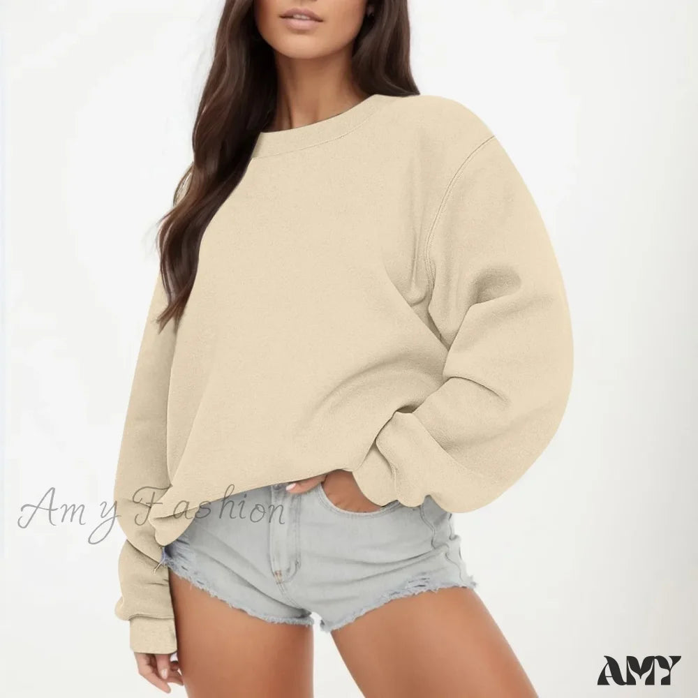 Oversized Casual Cozy Comfortable Trendy Elegant Stylish Classic Hoodies Beige / S