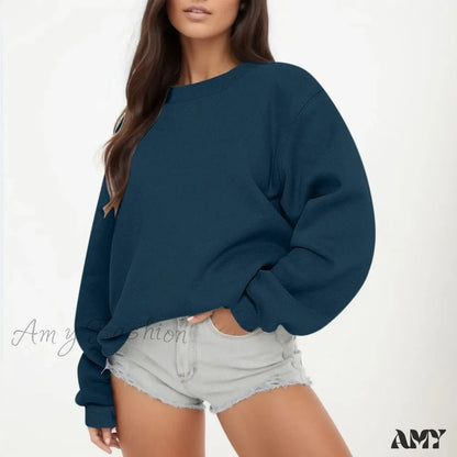 Oversized Casual Cozy Comfortable Trendy Elegant Stylish Classic Hoodies Navy / S