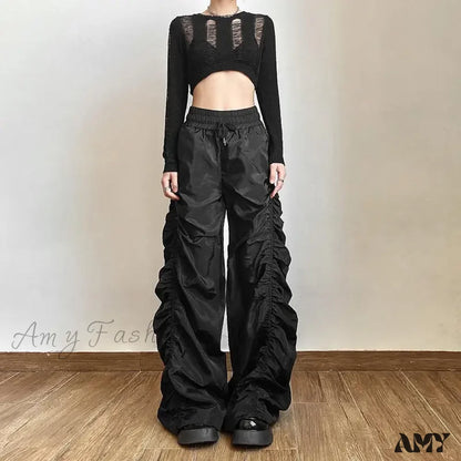 Pants Halloween High-Waist Baggy Black Comfortable