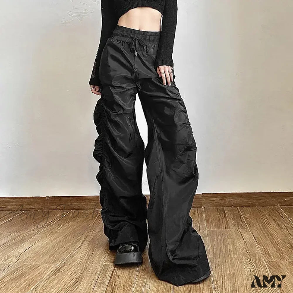 Pants Halloween High-Waist Baggy Black Comfortable