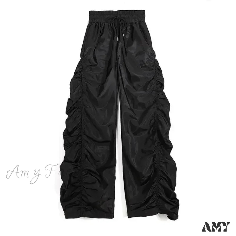 Pants Halloween High-Waist Baggy Black Comfortable / S