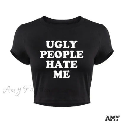 People Hate Harajuku Sassy Women’s Grunge Goth Funny Crop Top