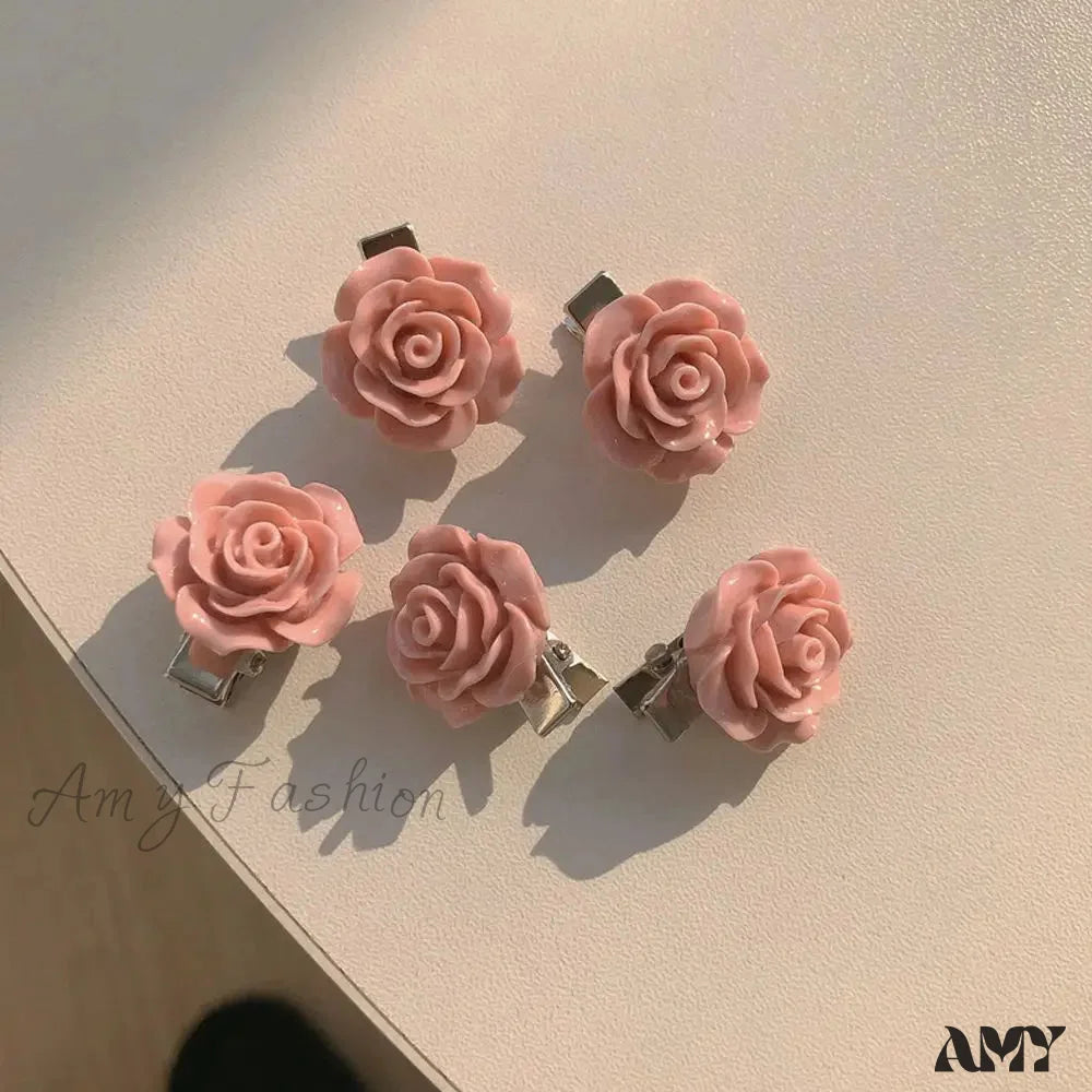 Pink Rose Flower Heart Hair Accessory Pink 2