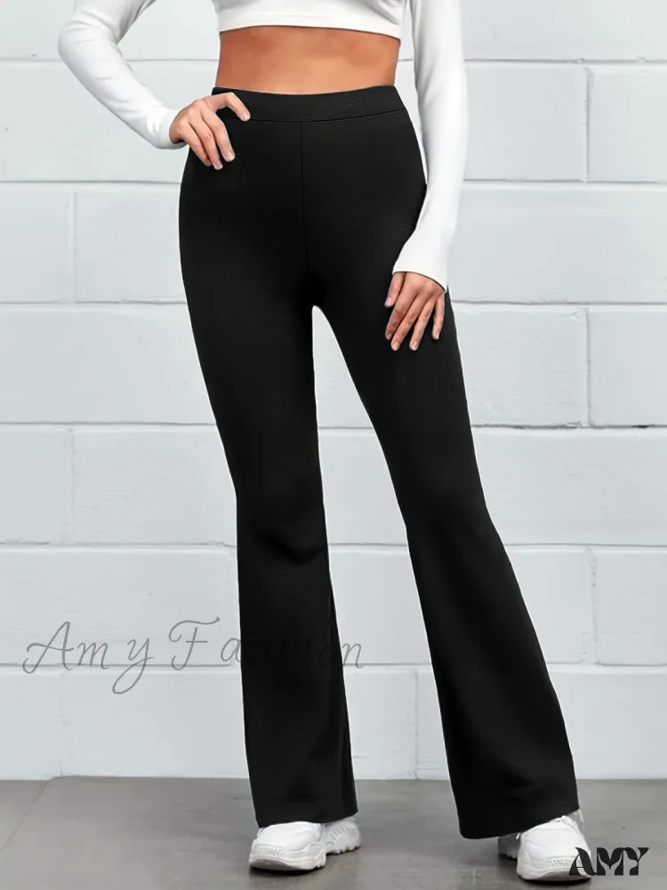 Plus-Size Elegant Fashion Solid Color Straight Pants Black / 4Xl