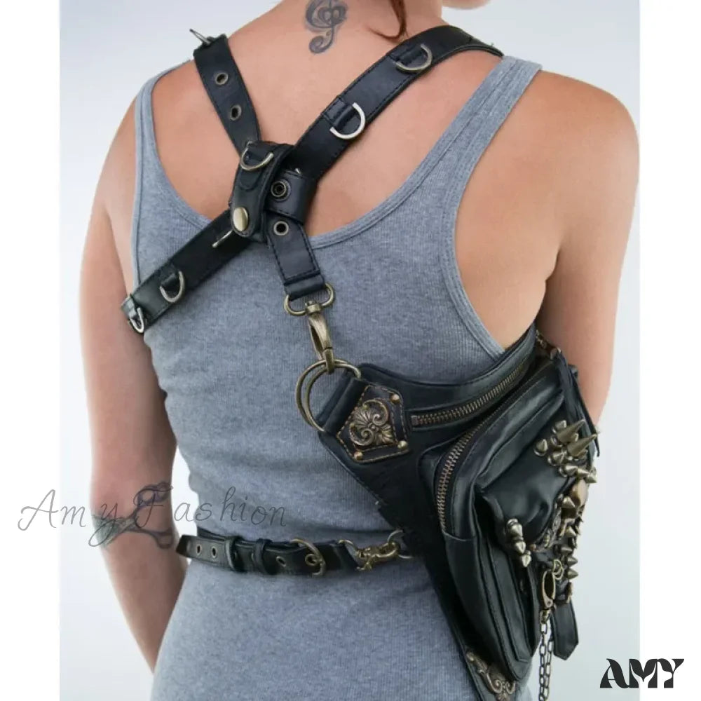 Punk Bag Mobile Waist Belt Leg Hip Gothic Fanny Steam Messenger Phone