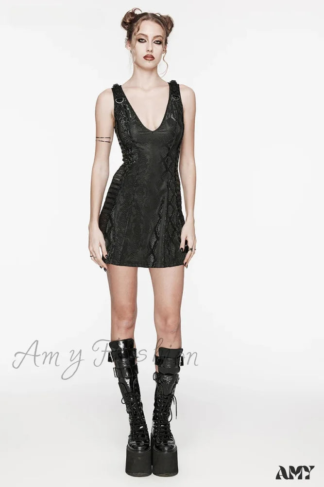 Punk Sexy Deep V-Neck See-Through Splicing Horizontal Mesh Daily Party Club Small Short Summer