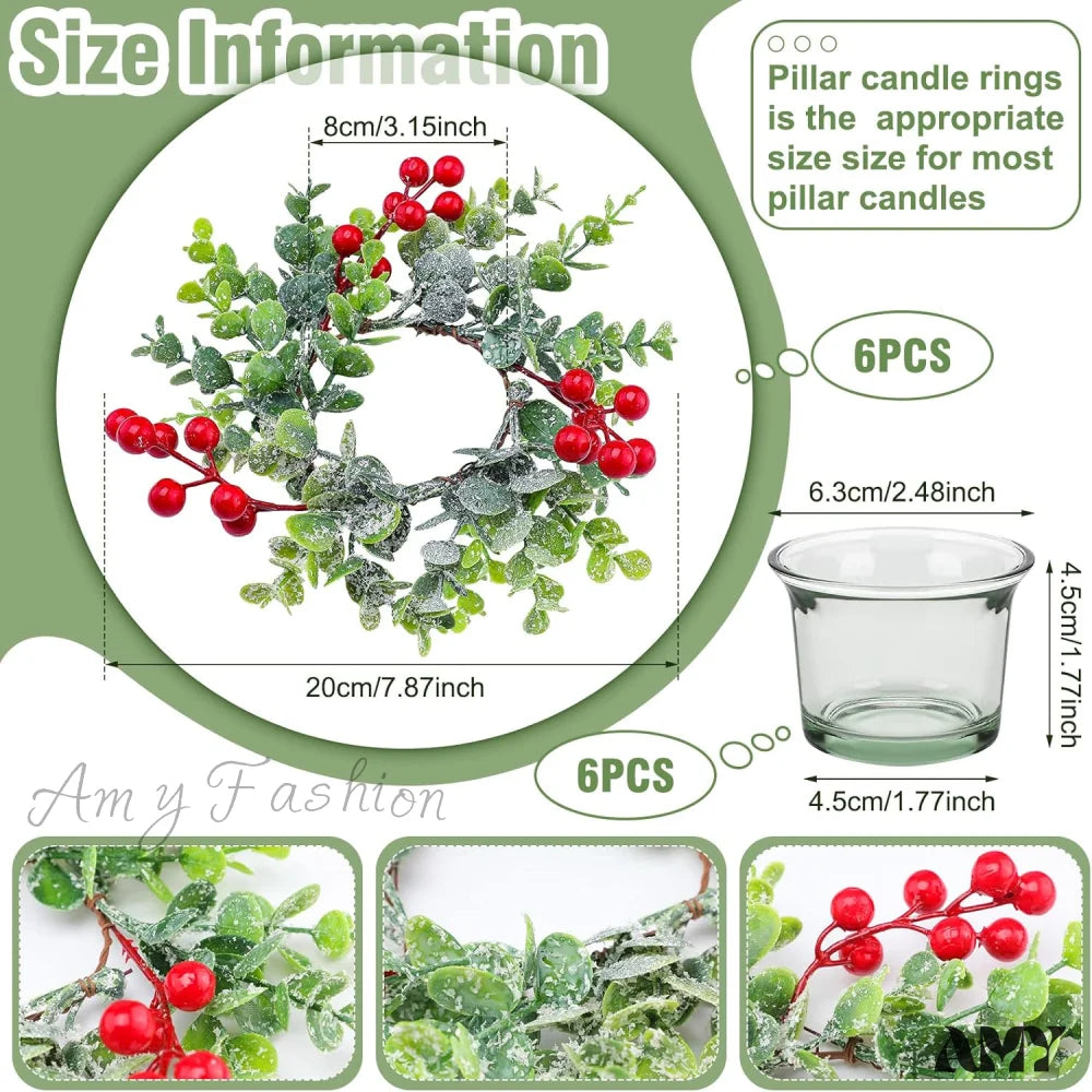 Red Berry Candle Rings Garland - 12 Piece Set