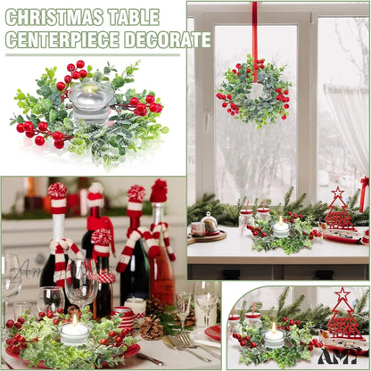 Red Berry Candle Rings Garland - 12 Piece Set