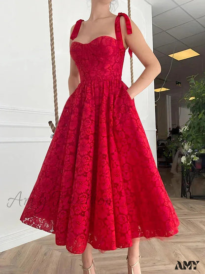 Red Long Vacation Beach Sundress For Christmas Party / S