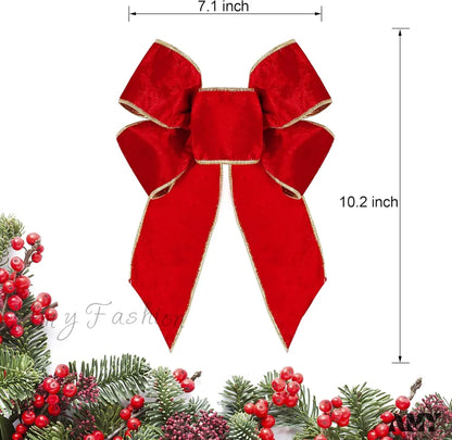 Red Velvet Bow Knots - 16 Pack For Home Christmas Decor