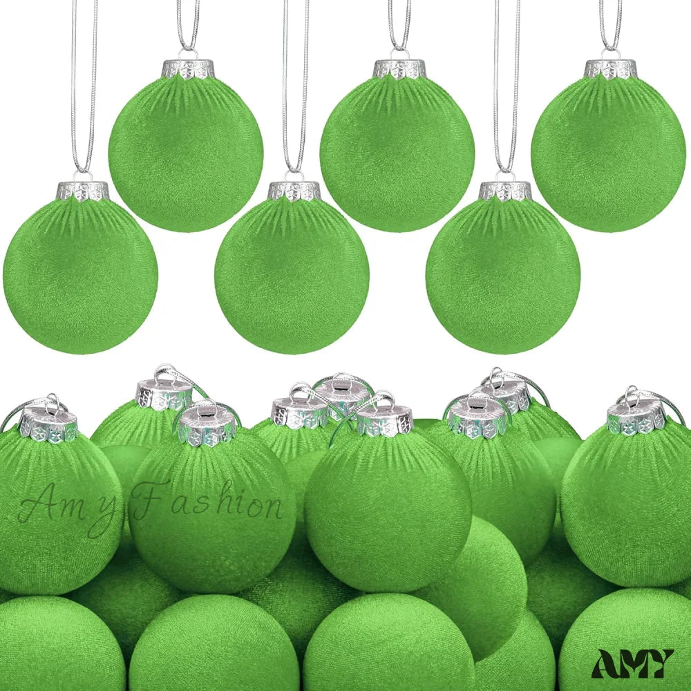 Red Velvet Christmas Ball Ornament Set - Flocked Hanging Balls For Tree Shatterproof Plastic