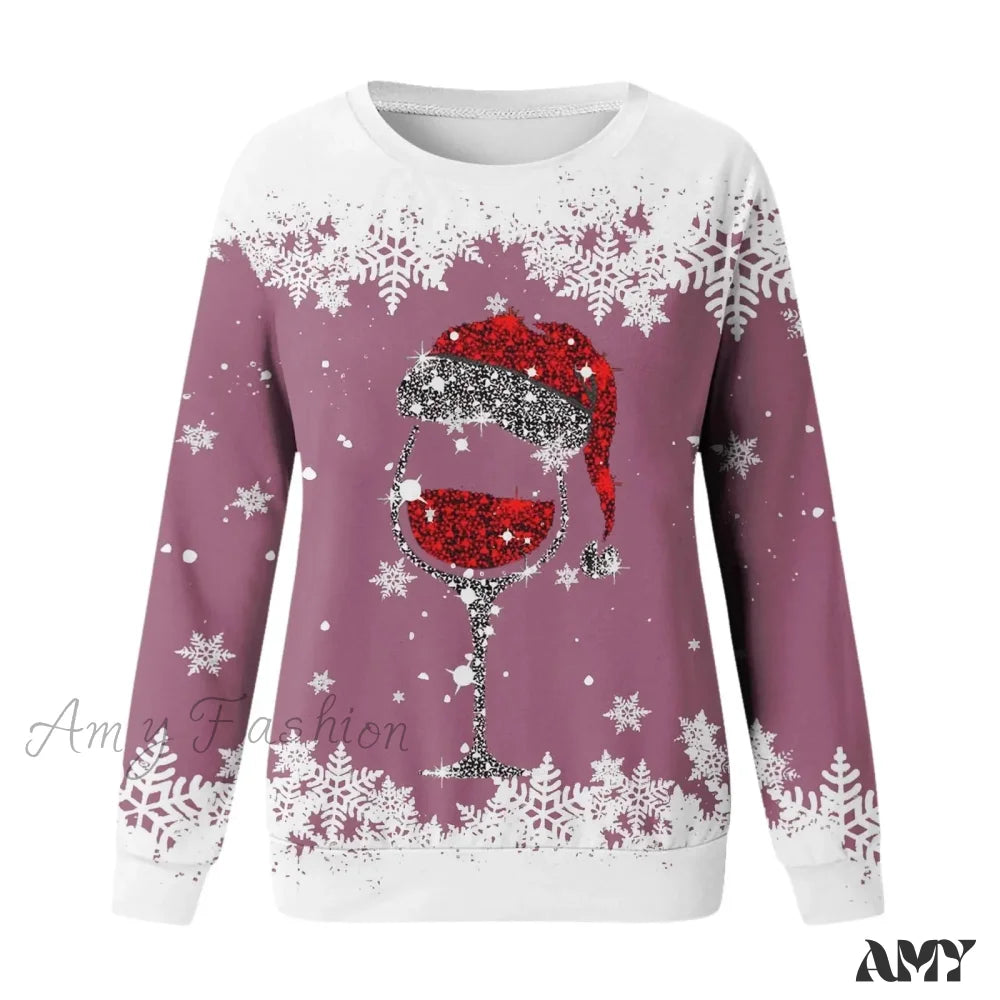 Reindeer Graphic Long Sleeve Sweatshirt - New Year Christmas Sweater