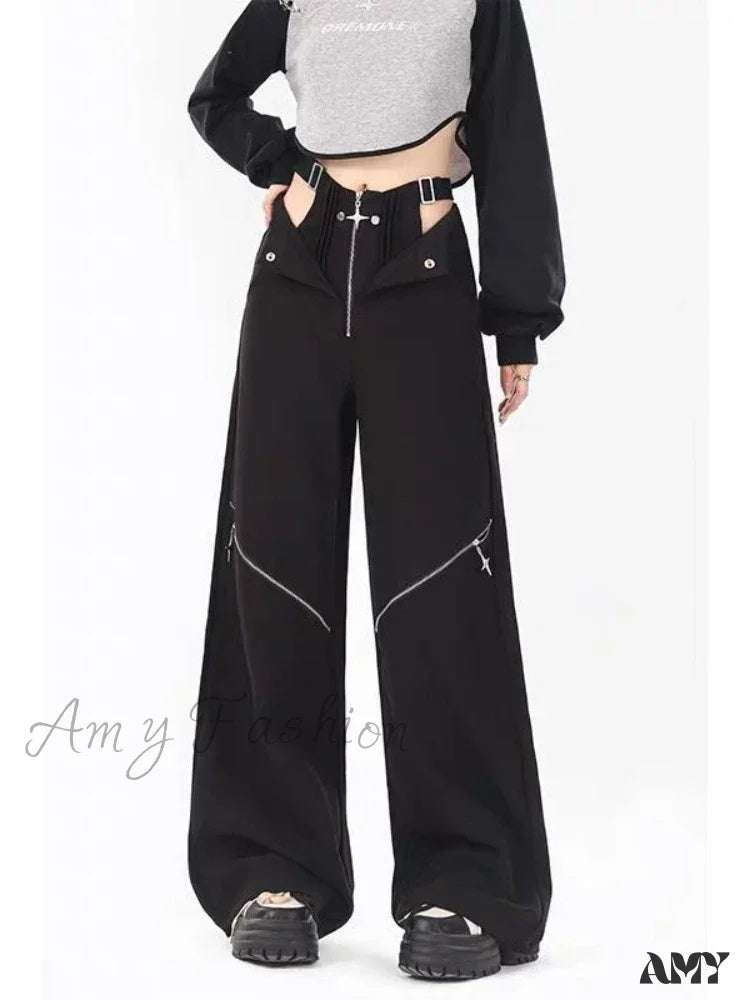 Retro Pants Black Halloween Casual Cargo