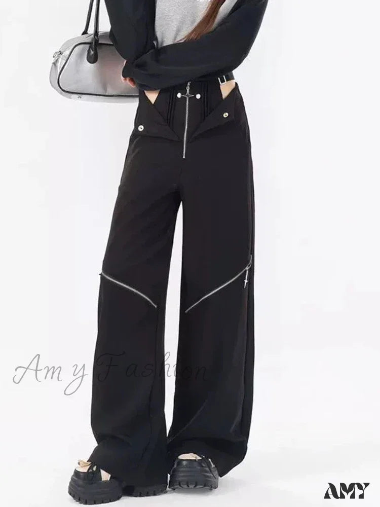 Retro Pants Black Halloween Casual Cargo