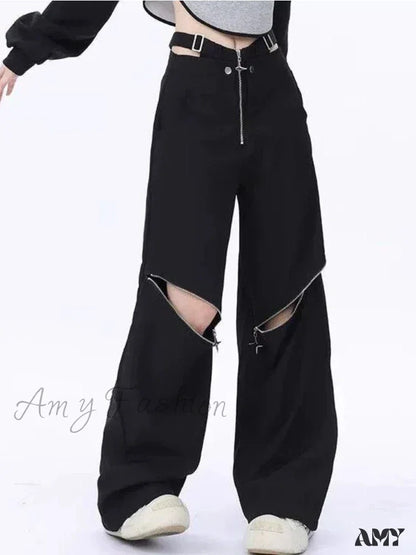 Retro Pants Black Halloween Casual Cargo