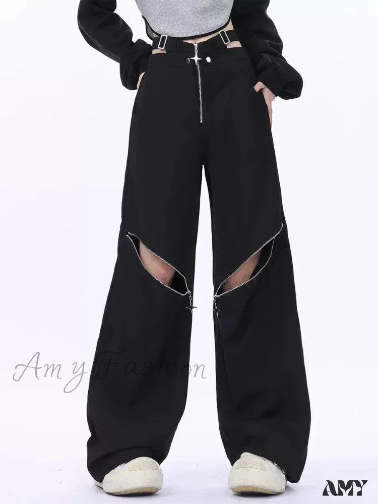 Retro Pants Black Halloween Casual Cargo