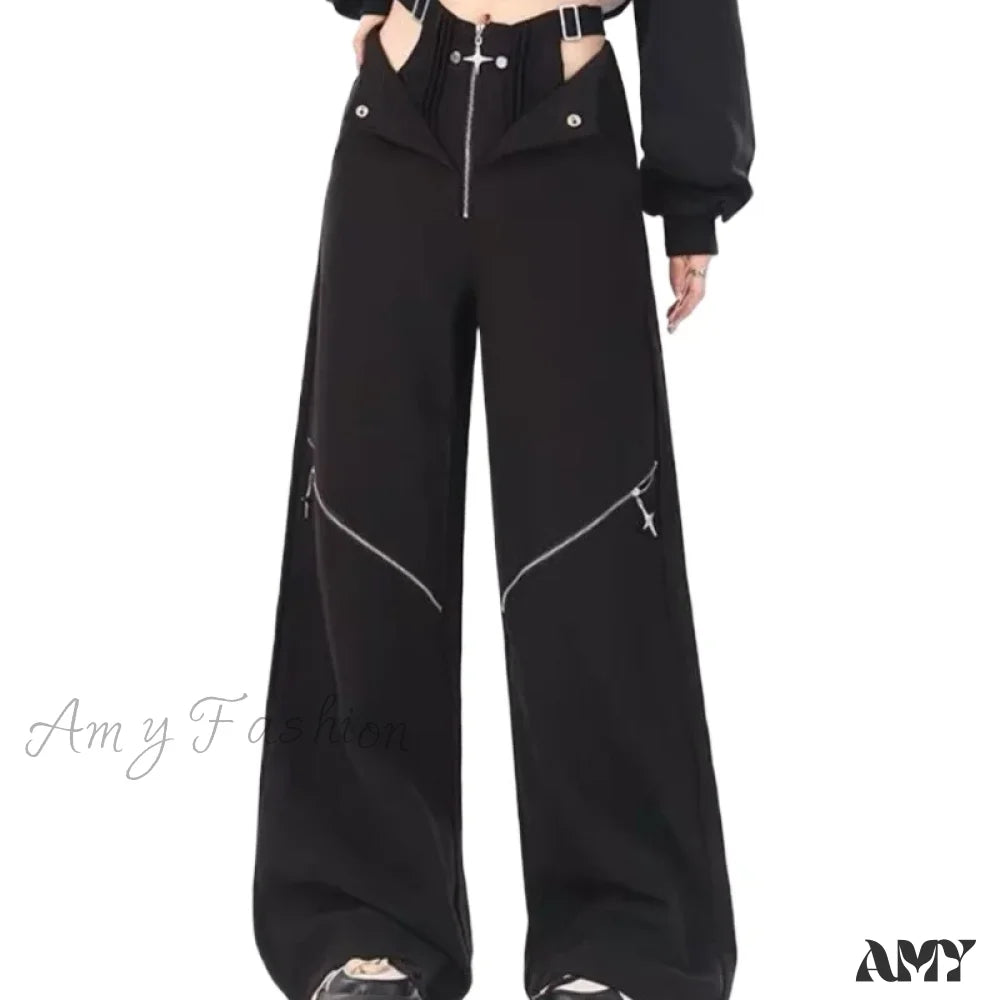 Retro Pants Black Halloween Casual Cargo / S