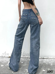 Retro Stylish Flared Distressed Trendy Starry Chic Comfortable Vintage Unique Jean