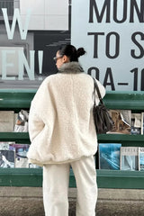 Reversible Patchwork Color Block Fleece Coat