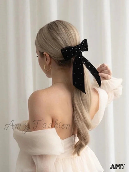 Rhinestone Velvet Black Top Clip Christmas Hair Accessory