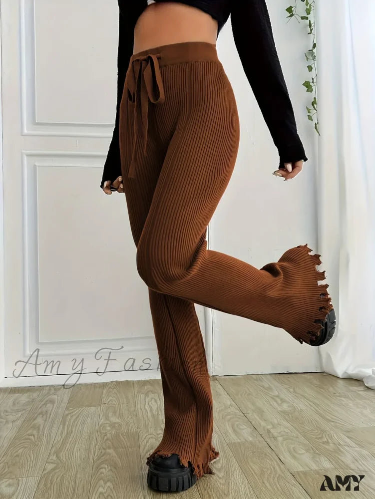 Ribbed Casual Forbidden Knit Women’s Everyday Pants