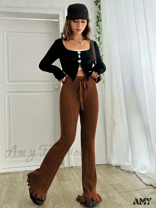 Ribbed Casual Forbidden Knit Women’s Everyday Pants