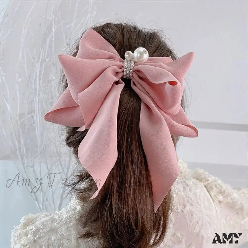 Ribbon Bowknot Ponytail Hair Accessory - Spring Fashion Christmas