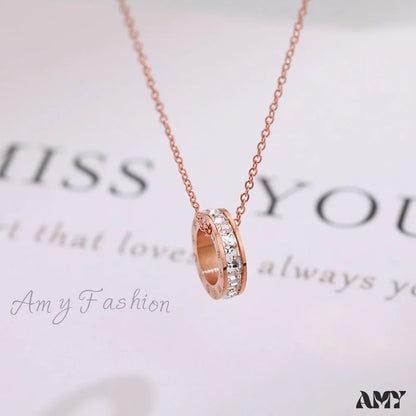 Rose Gold Roman Numeral Titanium Steel Necklace