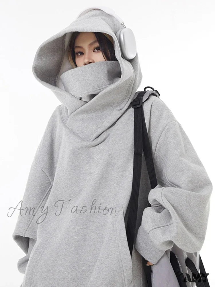 Round Neck Casual Comfortable Trendy Cozy Classic Elegant Hoodies Gray / M(40-52.5Kg)