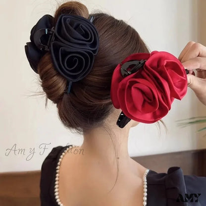 Satin Rose Large Christmas Hair Accessory