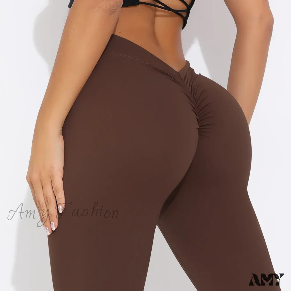 Scrunch Butt Gym Flare Sexy V Waist Push Up Naked Feeling Yoga Pants Workout Tights Leggings