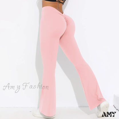 Scrunch Butt Gym Flare Sexy V Waist Push Up Naked Feeling Yoga Pants Workout Tights Leggings Light