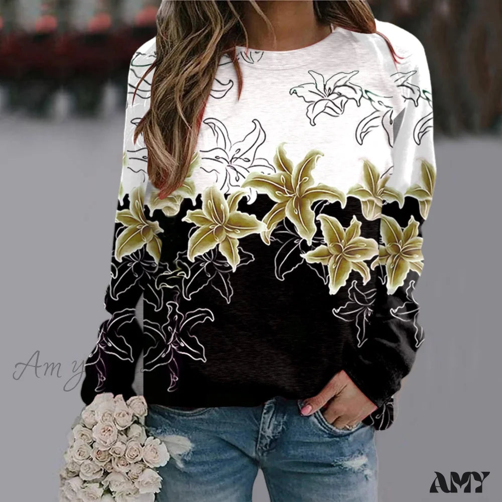 Sequins Butterfly 3D Printed O Neck Long Sleeve Sweatshirt 1-Yellow / S