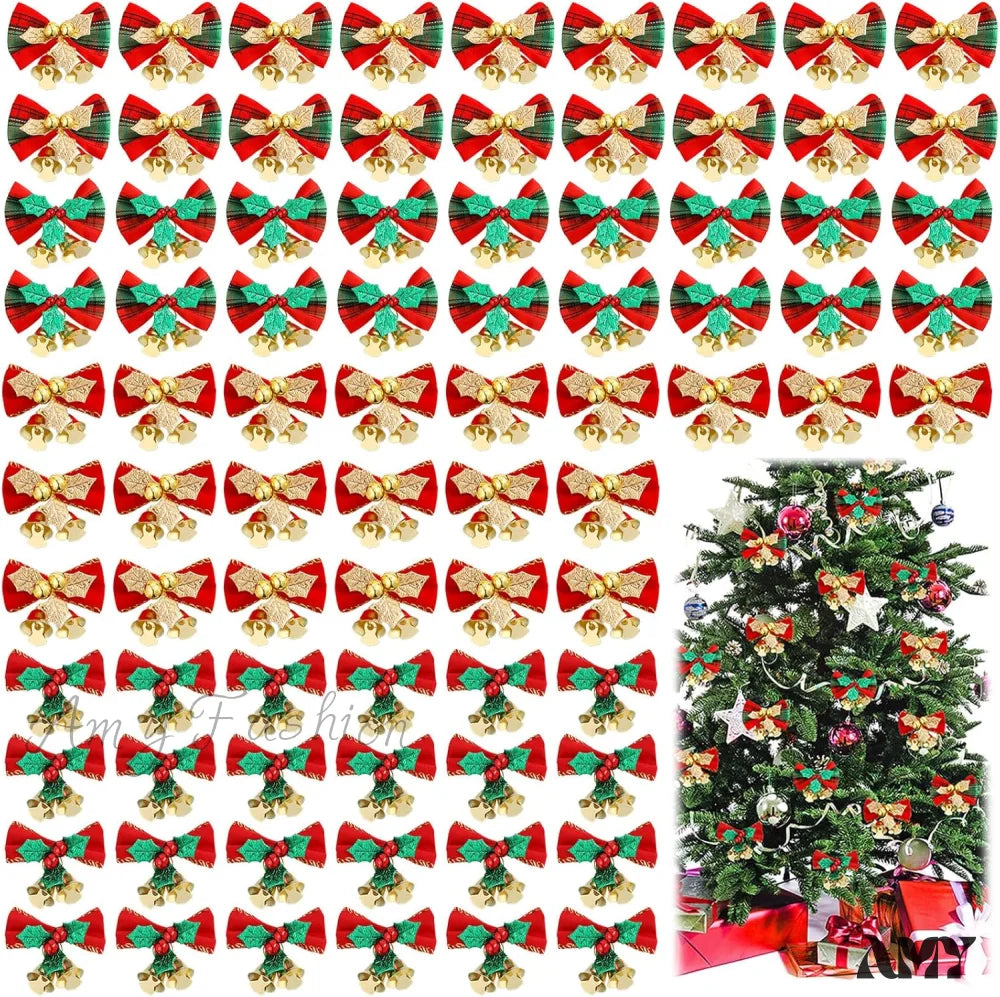 Set Of 40 Christmas Mini Bows For Crafts 100