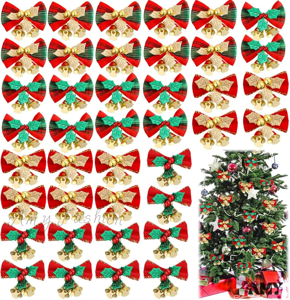 Set Of 40 Christmas Mini Bows For Crafts