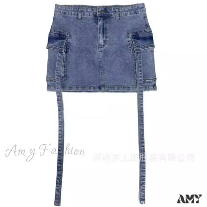 Sexy Short Slim Fit Casual Regular Elegant Splice Denim High Waist Hip Wrap A-Line Skirt