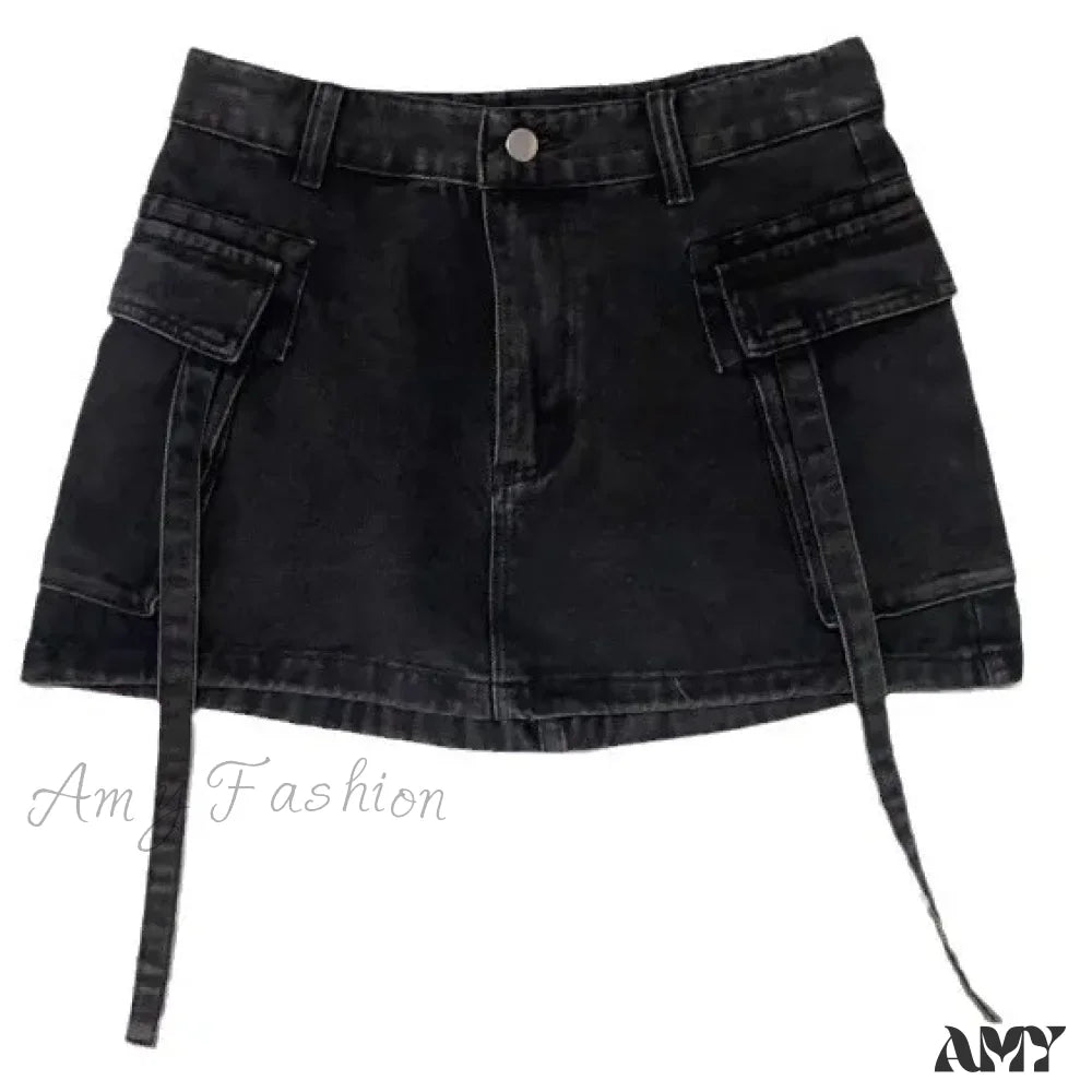 Sexy Short Slim Fit Casual Regular Elegant Splice Denim High Waist Hip Wrap A-Line Skirt