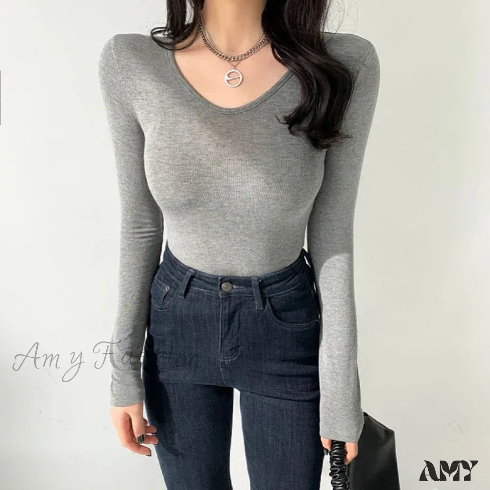 Sexy Slim Bodycon O Neck Soild Basic Casual Crop Top