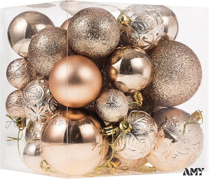 Shatterproof Gold Christmas Ball Ornaments For Xmas Trees Champagne / Multi-Size