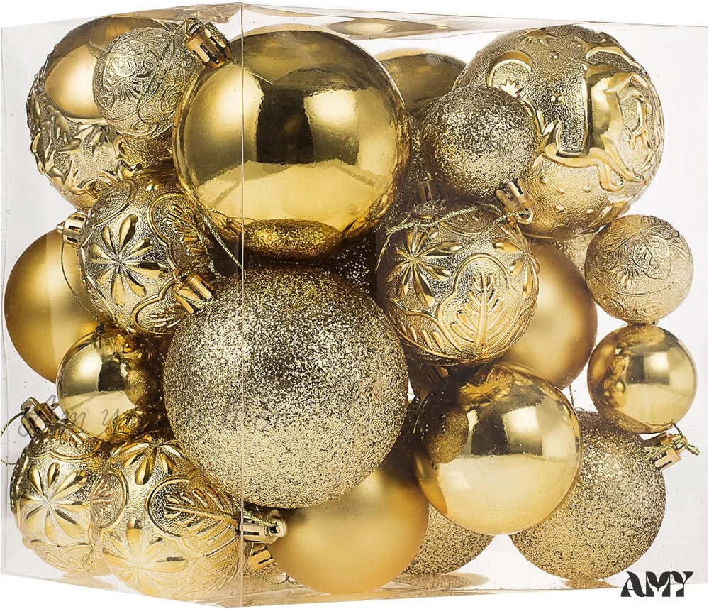 Shatterproof Gold Christmas Ball Ornaments For Xmas Trees / Multi-Size