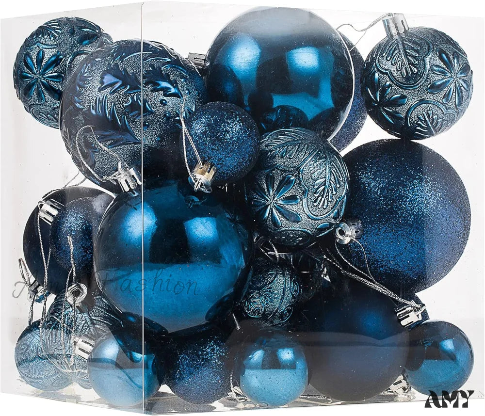 Shatterproof Gold Christmas Ball Ornaments For Xmas Trees Night Blue / Multi-Size