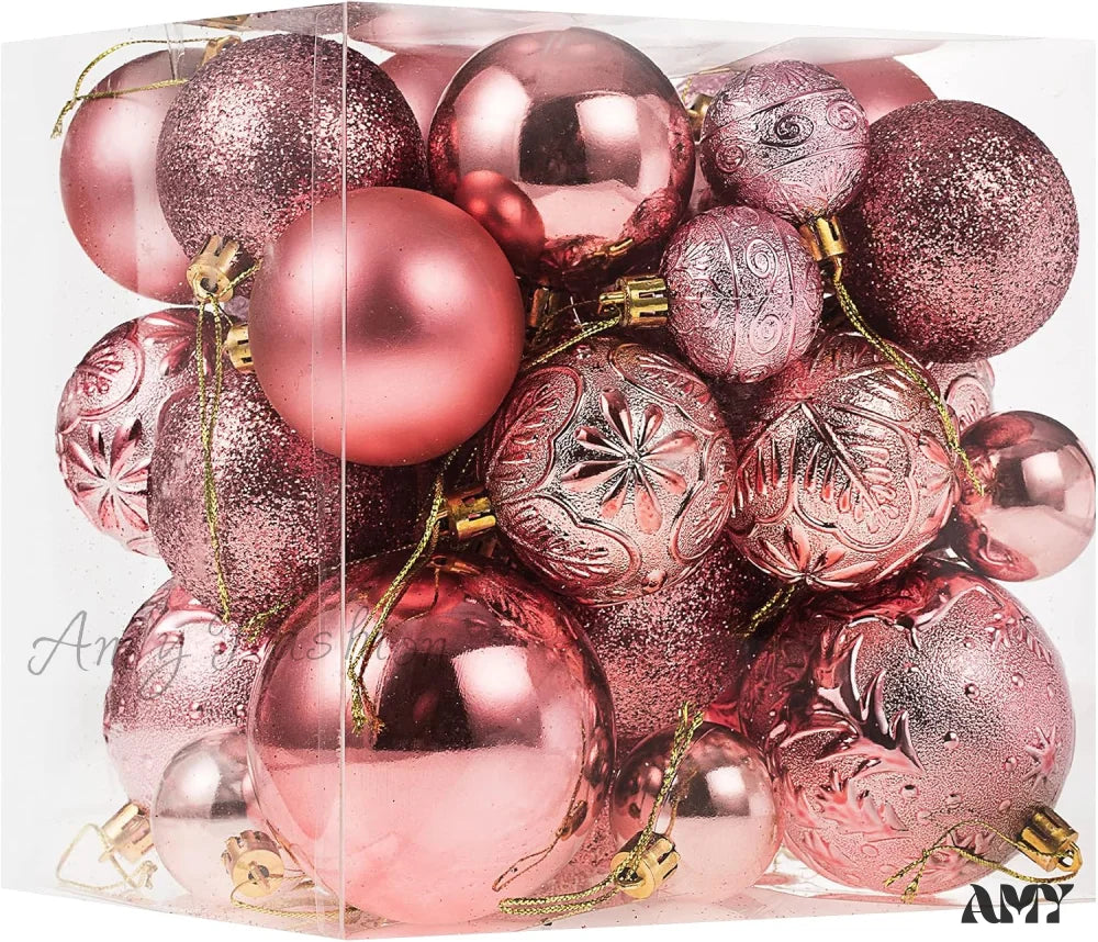 Shatterproof Gold Christmas Ball Ornaments For Xmas Trees Rose / Multi-Size