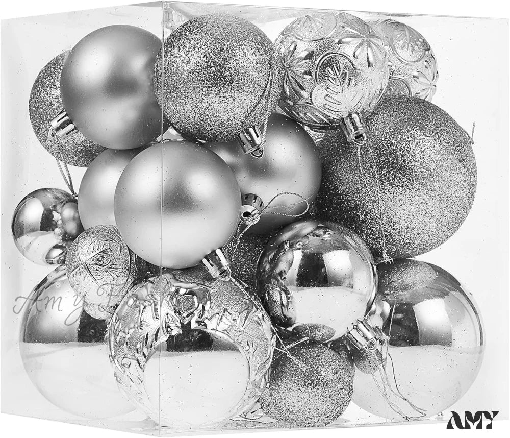 Shatterproof Gold Christmas Ball Ornaments For Xmas Trees Silver / Multi-Size