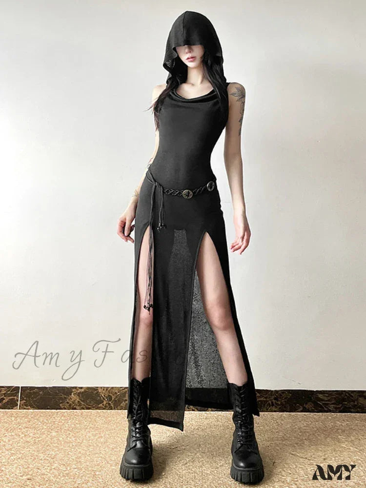 Shoulder Dress Sleeve Split Neck Long Stretch Ruffles French Off Elegant Slash Chic Gothic Slim