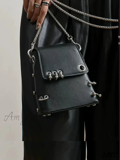 Shoulder Mobie Gothic Metal Dark Bag Harajuku Black