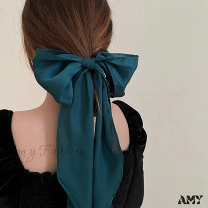 Silk Fashion Headband Neck Scarf Christmas Hair Accessory Green