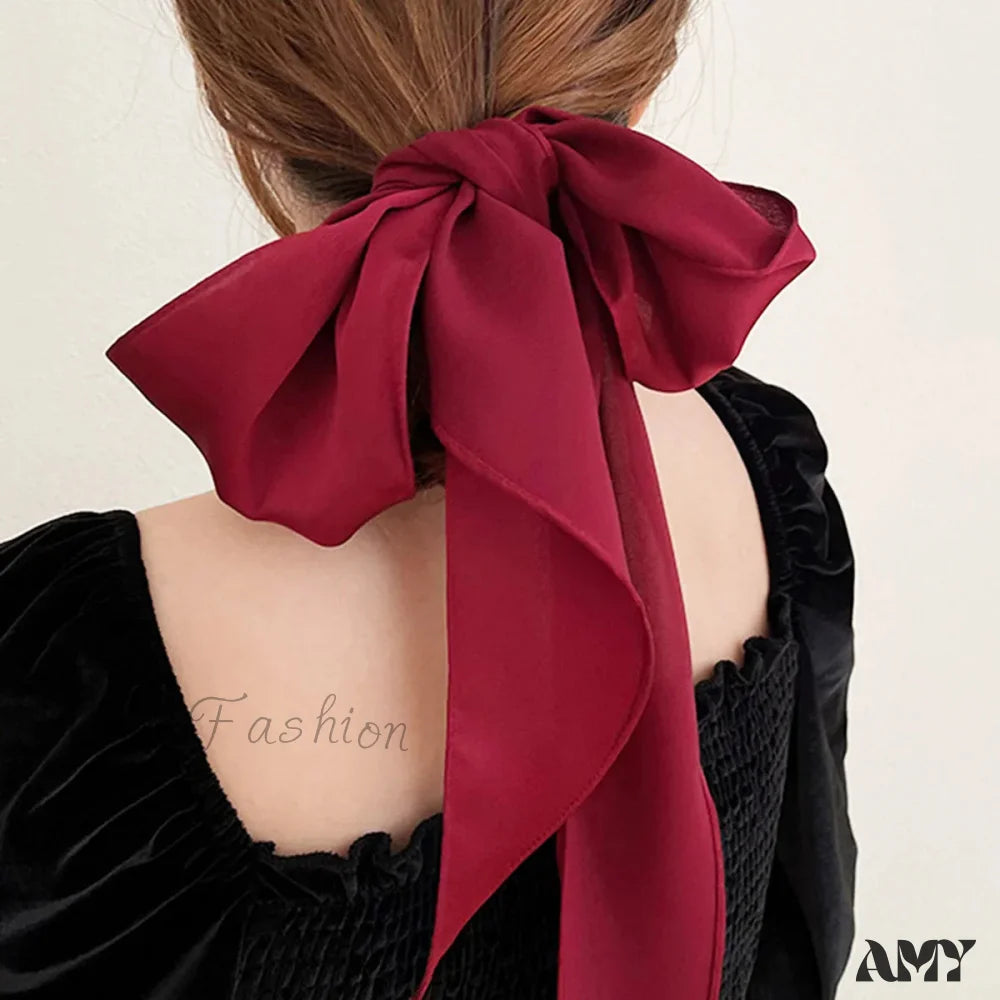 Silk Fashion Headband Neck Scarf Christmas Hair Accessory Red